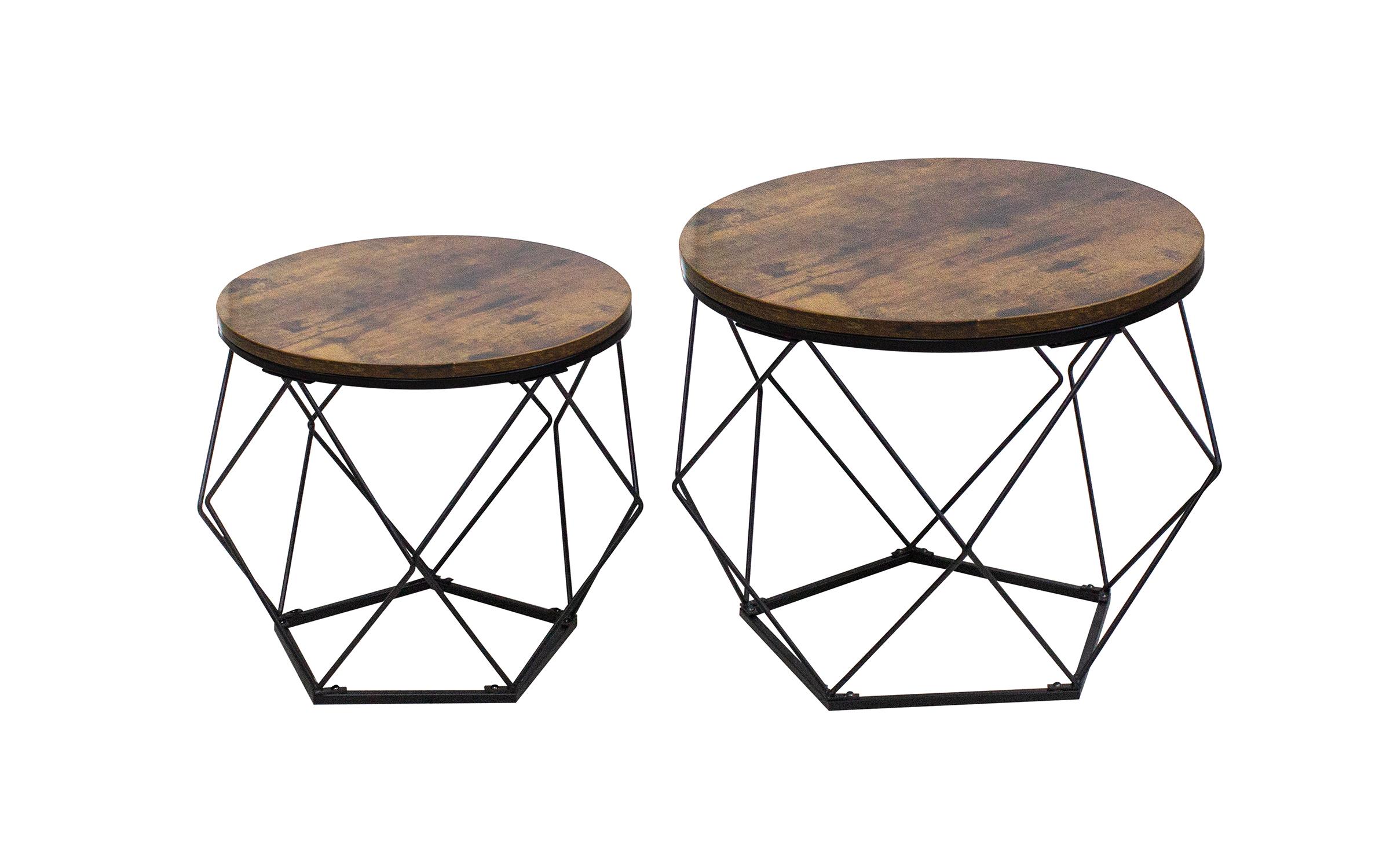 Set masute de cafea Lola, nuc + negru  3